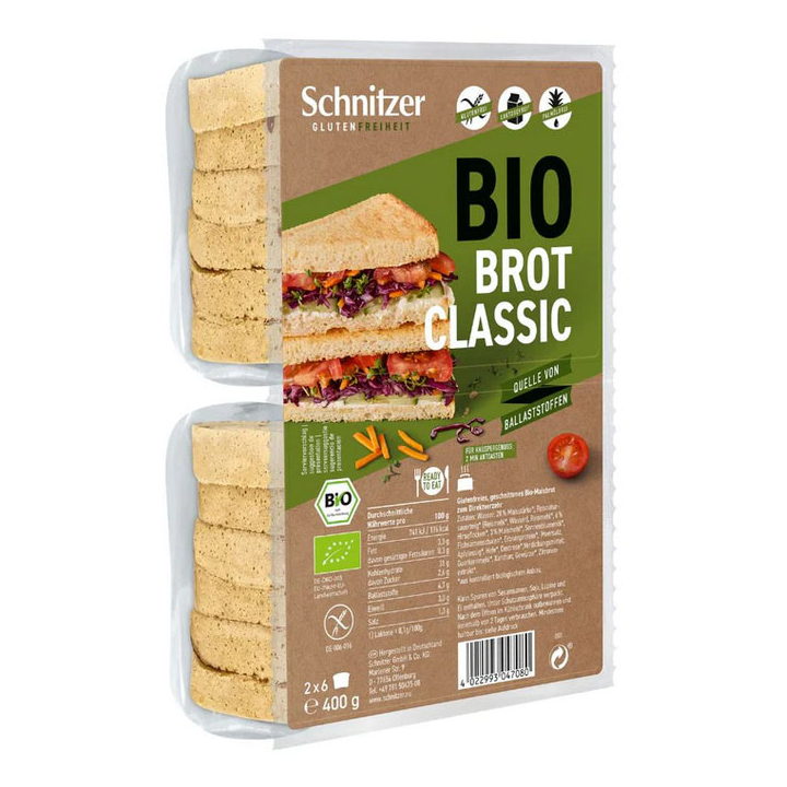Pain de mie nature CLASSIC sans gluten BIO - SCHNITZER (400g) cpam 1.92e