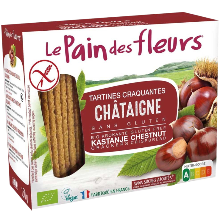 Toasts riz-chataigne BIO - PAIN-des-FLEURS (150g) cpam 0.72e