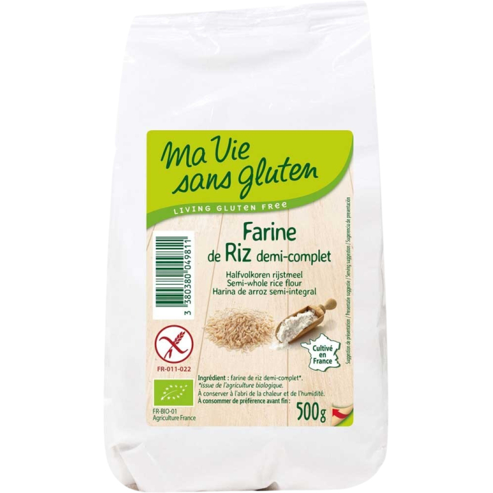 Farine de riz semi-complete sans gluten BIO - MA-VIE-SG (500g)