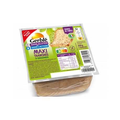 Pain de mie MAXI moelleux-graines sans gluten - GERBLE (350g) lppr 1.68€