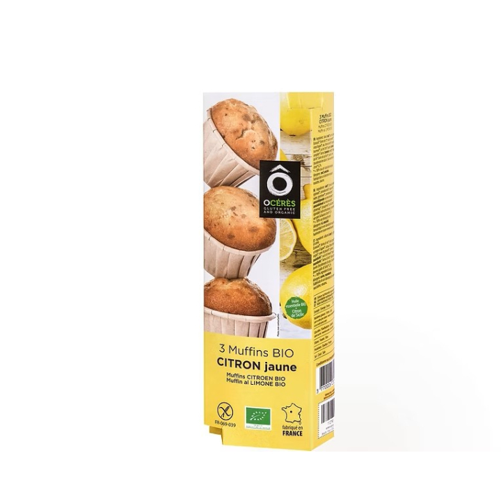 Muffins citron sans gluten X3 BIO – TERRA-CERES (135g) cpam 1.59e