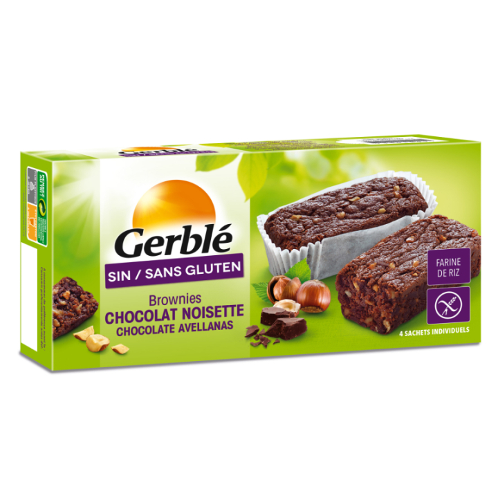 Brownies choco-noisette sans gluten X4 - GERBLE (150g) cpam 1.91e