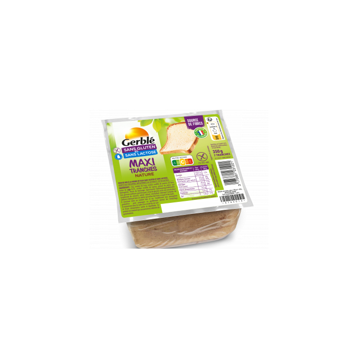 Pain de mie MAXI moelleux-nature sans gluten - GERBLE (350g) cpam 1.68e