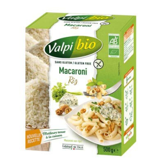 Macaroni riz-complet sans gluten BIO - VALPIBIO (500g) cpam 2.80e