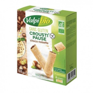 Biscuits fourres cacao-noisette sans gluten CROUSTI-PAUSE BIO - VALPIBIO (125g) cpam 1.59e