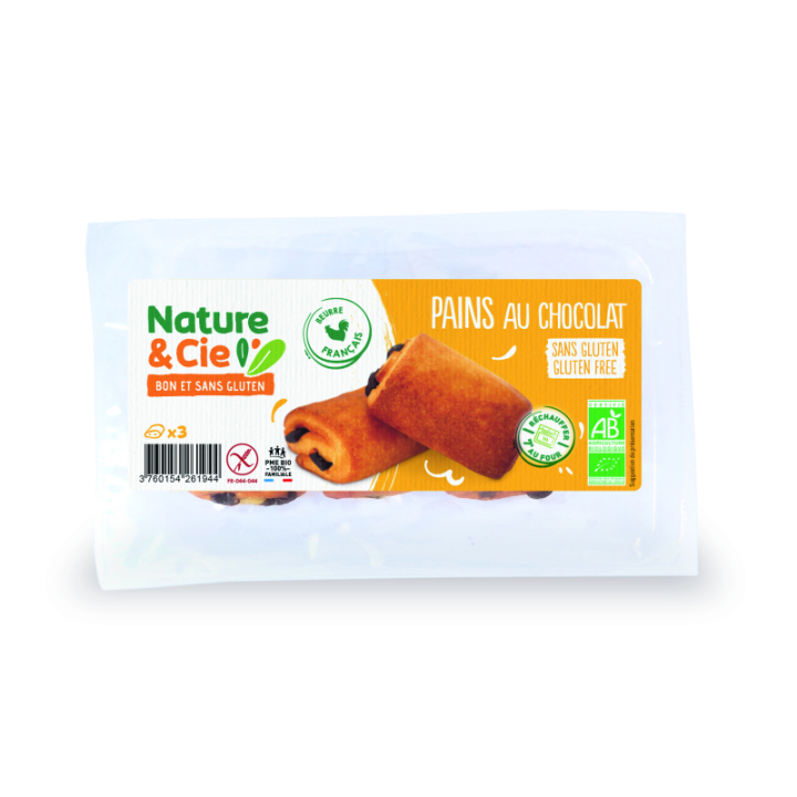 Pains au chocolat sans gluten X3 BIO - NATURE-et-CIE (180g) cpam 2.23e