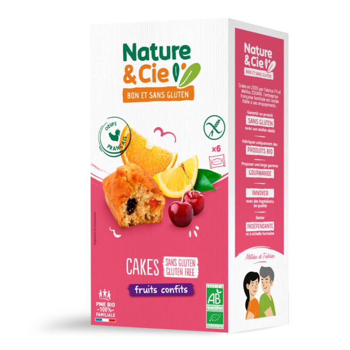Cakes fruits confits sans gluten BIO - NATURE-et-CIE (180g) cpam 2.23e