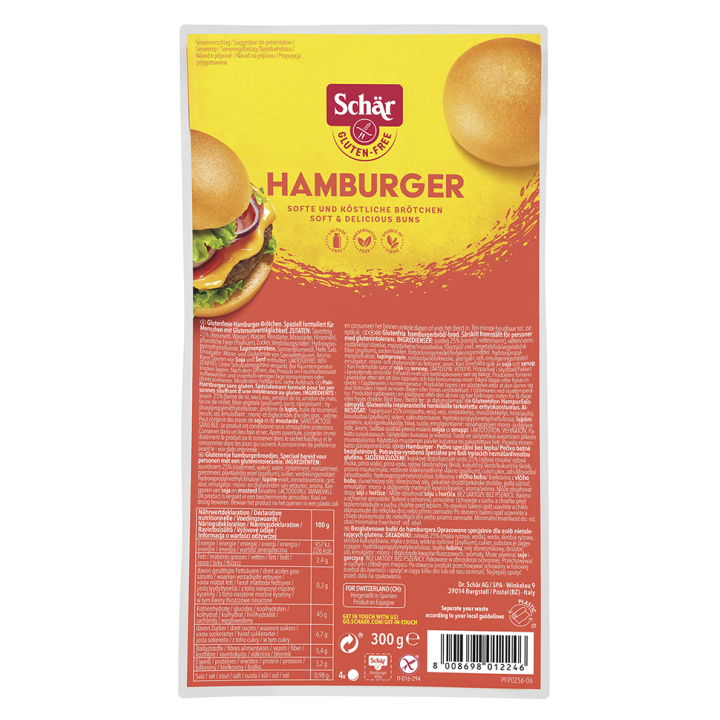 Pains hamburger sans gluten X4 - SCHAR (300g) cpam 1.44e