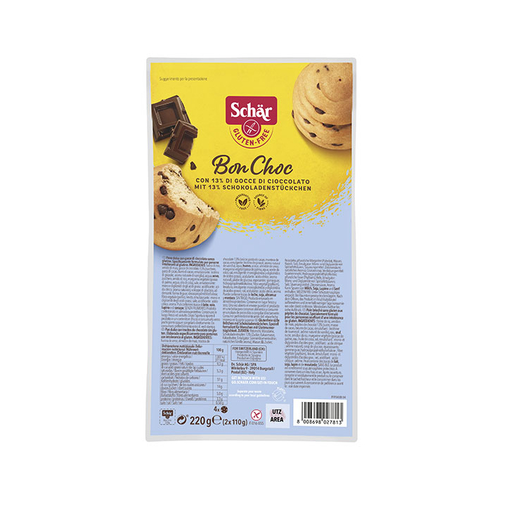 Brioches pepites-choc sans gluten X4 BON-CHOC - SCHAR (220g) cpam 2.54e