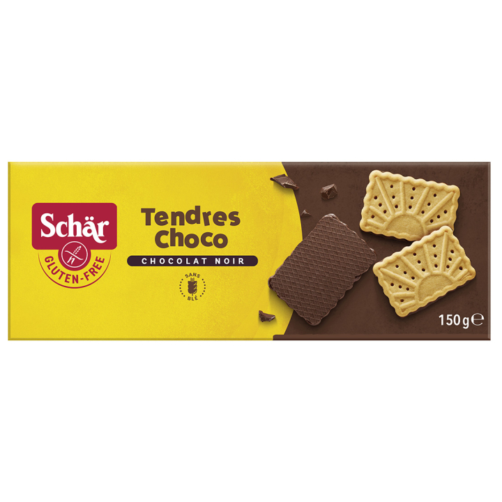 Biscuits nappés cacao sans gluten TENDRES-CHOCO - SCHAR (150g) cpam 1.91e