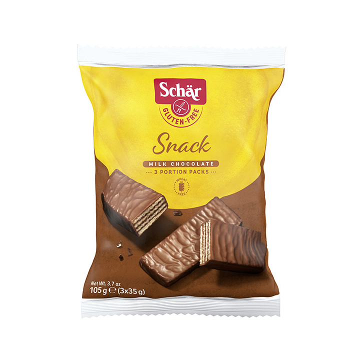 Gaufrettes cacao-noisette sans gluten X3 SNACK - SCHAR (105g) cpam 1.27e